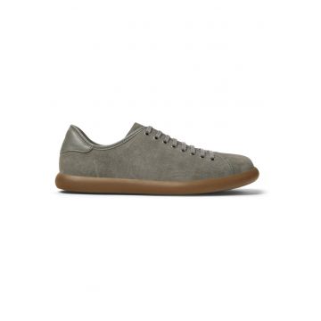 Pantofi casual de piele nabuc cu insertii de piele Pelotas Soller - Gri