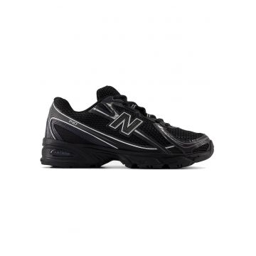Pantofi sport 740 din piele ecologica cu garnituri din material textil - Negru/Argintiu
