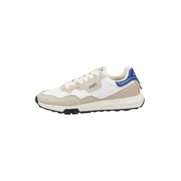 Pantofi sport cu insertii din piele intoarsa Youtron - Alb/Bej/Albastru