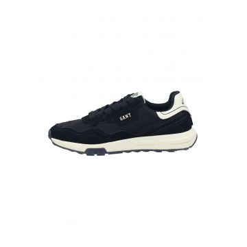 Pantofi sport cu insertii din piele intoarsa Youtron - Alb fildes/Negru