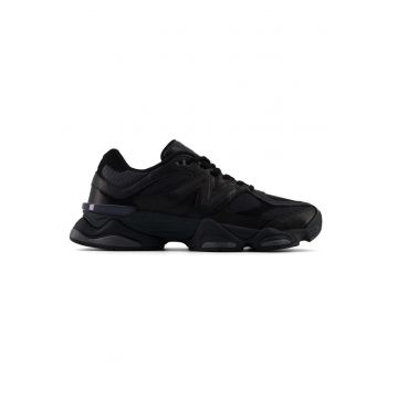 Pantofi sport din piele cu insertii din plasa 9060 - Black Grain