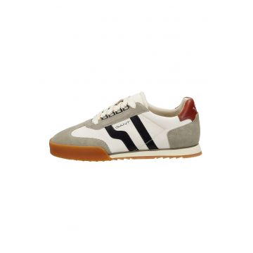 Pantofi sport din piele intoarsa cu garnituri din material textil Baylle - Alb/Negru/Bej