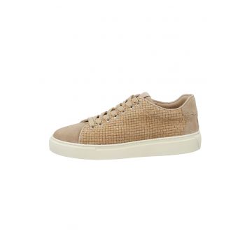Pantofi sport low-cut din piele intoarsa cu garnituri cu model patchwork McJulien - Maro nisip