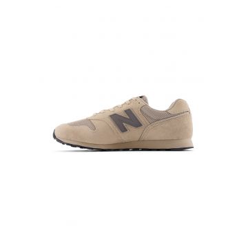 Pantofi sport low-cut din piele intoarsa si plasa - Bej