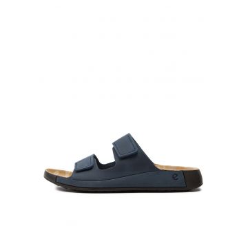 Papuci barbati -  piele naturala - albastru -