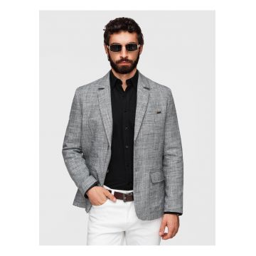 Sacou Barbati Elegant Texturat Regular Fit cu Nasturi Contrastanti - Negru