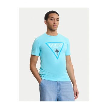 Tricou barbati -  albastru - bumbac/elastan - slim fit