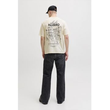 Tricou cu design grafic pe partea din spate - Crem