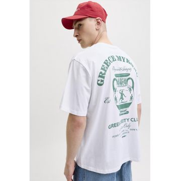 Tricou cu design grafic pe partea din spate - Verde/Alb optic