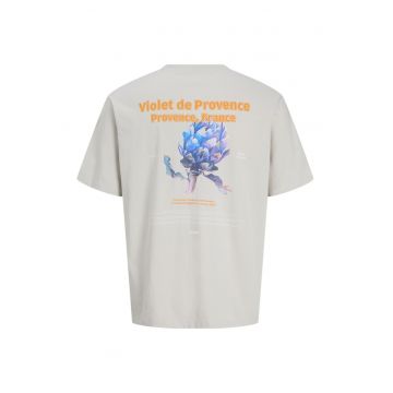 Tricou din bumbac cu imprimeu pe partea din spate - Gri pal