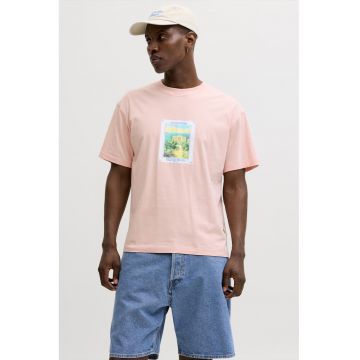 Tricou din bumbac organic cu design grafic - Piersica