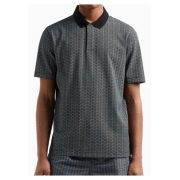 Tricou polo cu detalii contrastante -