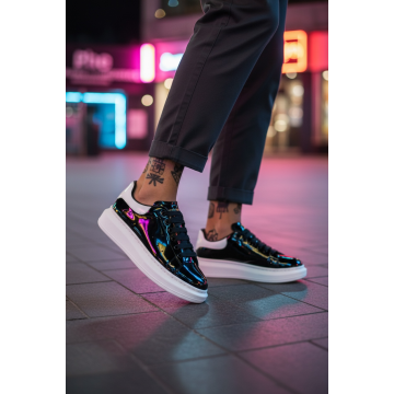 Adidasi barbati  casual negri luciosi AAA