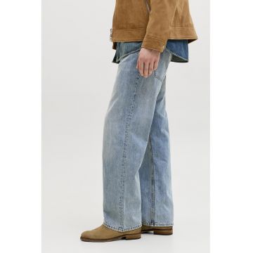 Blugi relaxed fit cu aspect decolorat - Albastru deschis melange