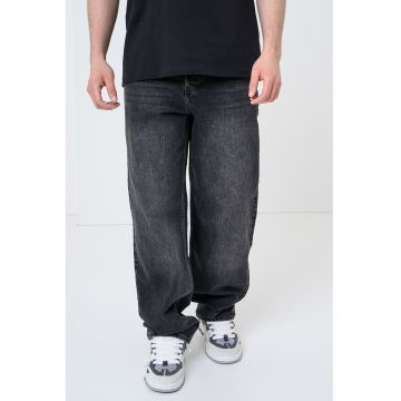 Blugi relaxed-fit cu aspect decolorat - Negru stins