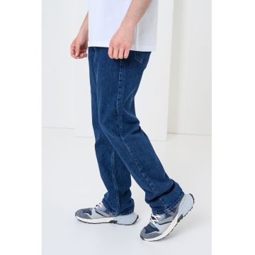 Blugi relaxed fit cu buzunare - Albastru inchis