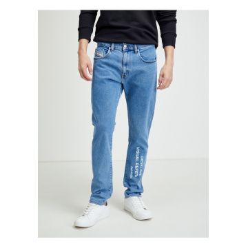 Blugi slim fit cu print text -