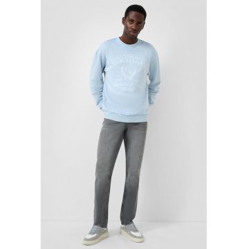 Bluza de trening cu imprimeu text - Alb/Albastru deschis