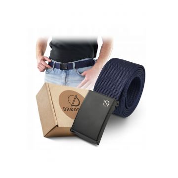 Curea - broderie - neagra - curea casual - curea pentru pantaloni - catarama metalica material design minimalist - ambalaj cadou - material rezistent - Negru