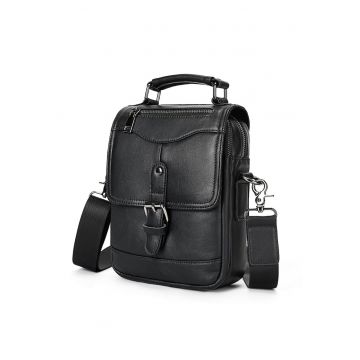 Geanta/Borseta piele naturala - - Negru Denim