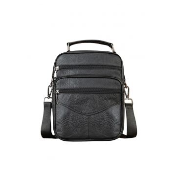 Geanta/Borseta piele naturala - - Negru Leather