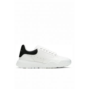Larry Sneaker in White Black Leather - Alb/Negru