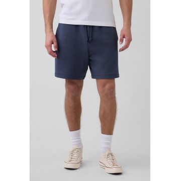 Pantaloni-bermude de trening cu snur - Bleumarin