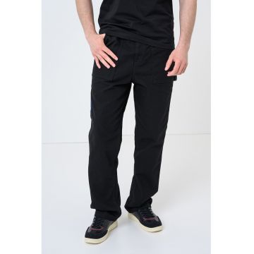 Pantaloni relaxed fit cu talie medie - Negru/Albastru