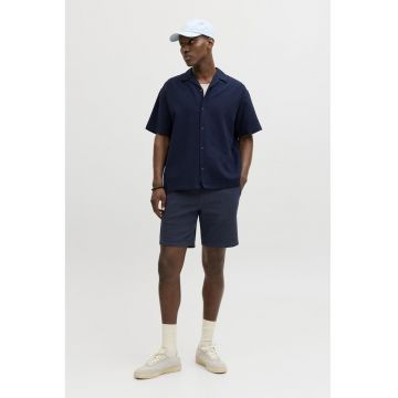 Pantaloni scurti cu buzunare si snur - Bleumarin