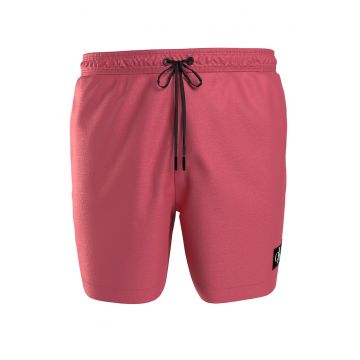 Pantaloni scurti de baie cu snur si monograma - Rosu stins