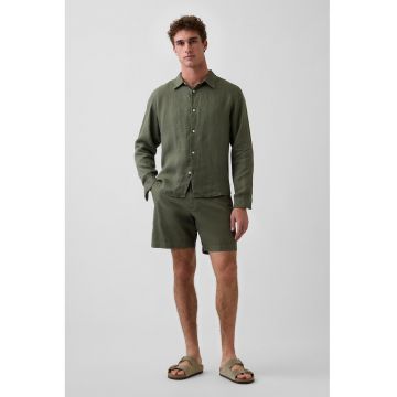 Pantaloni scurti din amestec de in cu buzunare