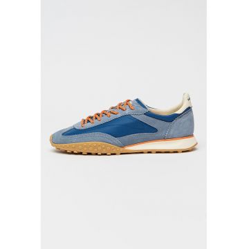 Pantofi sport Bridge low-cut cu garnituri de piele intoarsa - Albastru