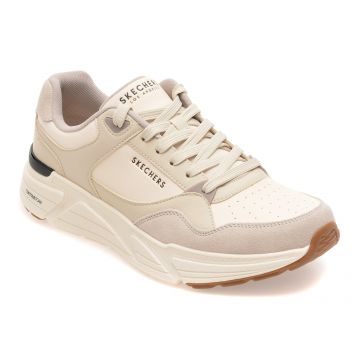 Pantofi sport SKECHERS albi, 183430, din piele ecologica