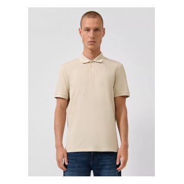 Q/S by s.Oliver Tricou polo barbati - din bumbac piqué - Regular fit - Bej -