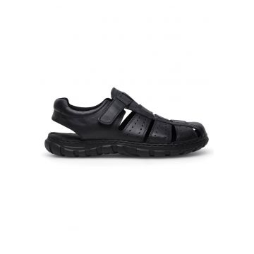 Sandale barbat -  piele naturala - negru - 42 EU -