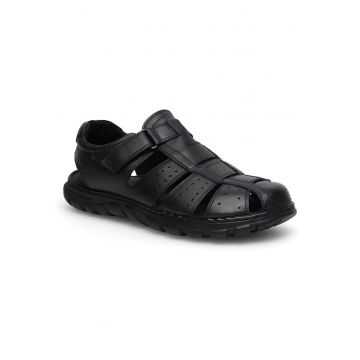 Sandale barbati piele naturala Velcro - Negru