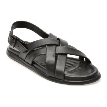 Sandale BITE THE BULLET negre, AL2402, din piele naturala