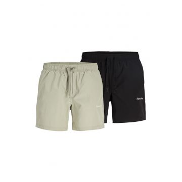 Set de pantaloni scurti de baie cu snur - 2 perechi - Negru/Grej