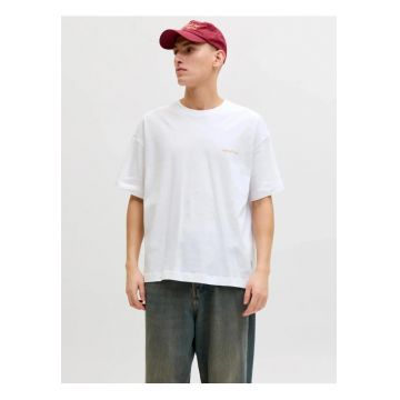 Tricou barbati - din bumbac - imprimeu pe spate - Loose fit - JORMONTAUK - Alb