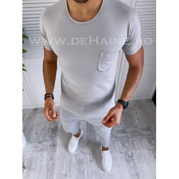 Tricou barbati gri slim fit cu mic defect DEFB2421 P19-1.2