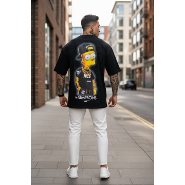 Tricou barbati negru cu imprimeu  oversize 317 D3-4.1