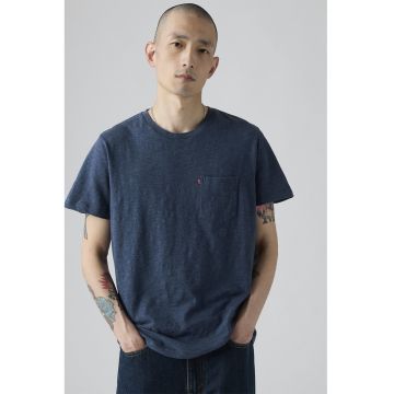 Tricou de bumbac cu buzunar pe piept