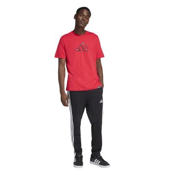 Tricou de bumbac cu imprimeu pe piept Motorsport - Alb/Negru/Rosu vermillion