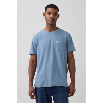 Tricou de bumbac organic cu buzunar pe piept