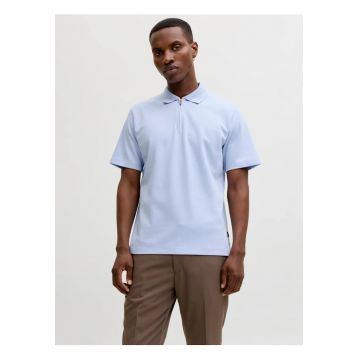 Tricou polo barbati - cu fermoar - Regular Fit - JPRBLAETHAN - Albastru -