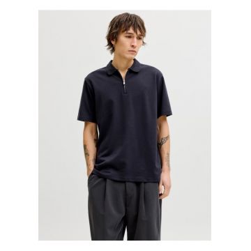 Tricou polo barbati - cu fermoar - Regular Fit - JPRBLAETHAN - Bleumarin inchis -
