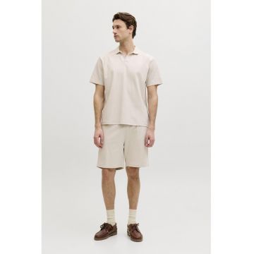 Tricou polo din amestec de bumbac - Bej sampanie