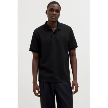 Tricou polo din amestec de bumbac pique - Negru