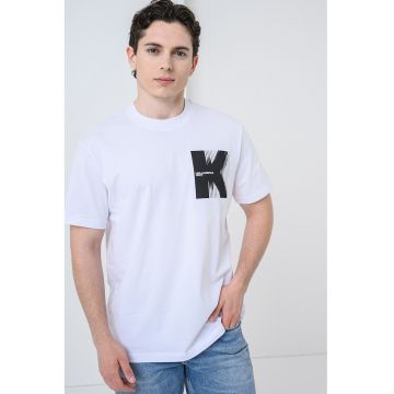 Tricou regular fit cu logo - Alb optic