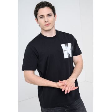 Tricou regular fit cu logo - Negru/Alb optic